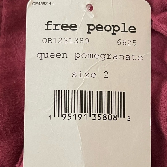 FREE PEOPLE Nightfall Suede Tie Waist Paperbag Pant Size 2 Pomegranate NWT - Picture 9 of 10